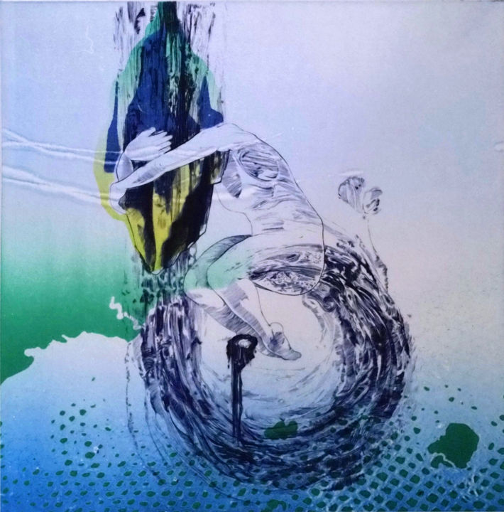 Gravures & estampes intitulée "femme de glace 2" par Rong Guo, Œuvre d'art originale, Gravure