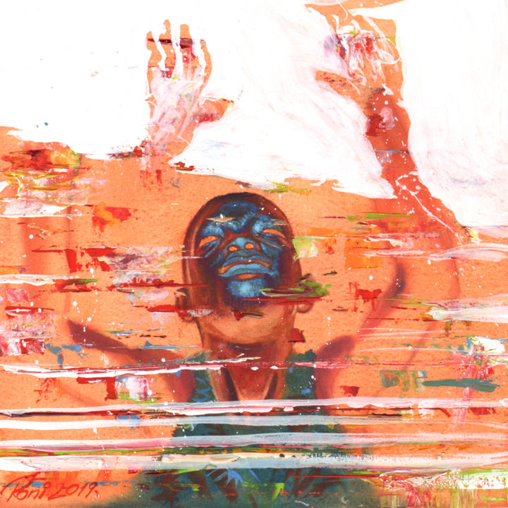 Peinture intitulée "Anguish" par Roni Kane, Œuvre d'art originale, Aquarelle