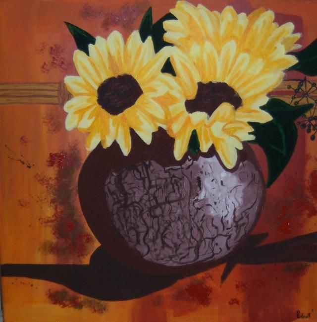 Painting titled "les 3 tournesols" by Ronins, Original Artwork, Oil