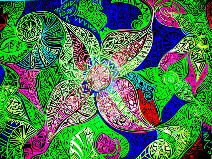 Digital Arts titled "Green Floral" by Ronnie Greenspan, Original Artwork, Other