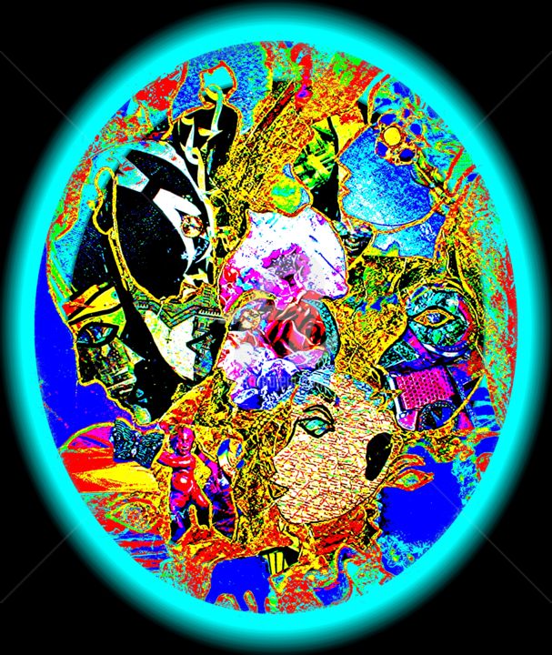 Arte digital titulada "Floral Oval" por Ronnie Greenspan, Obra de arte original, Collages