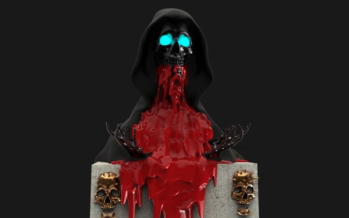 Digitale Kunst mit dem Titel "The Black Death" von Ronnie Rodriguez, Original-Kunstwerk, 3D Modellierung