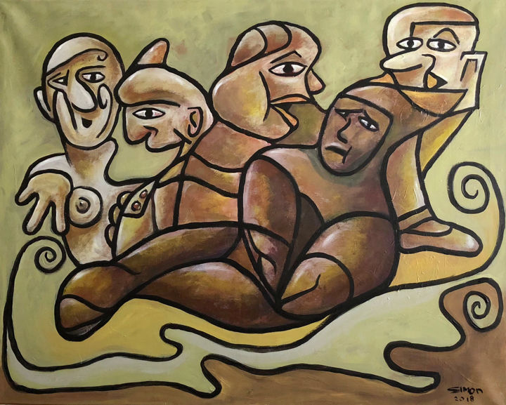Pittura intitolato "Aangespoeld" da Ronny Simon, Opera d'arte originale, Acrilico