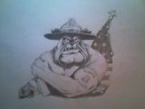 Drawing titled "Devil Dog" by Laura Franklin, Original Art,