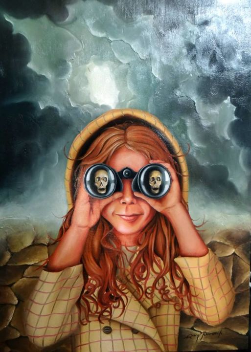 Schilderij getiteld "The Seer" door Rony Krambeck, Origineel Kunstwerk