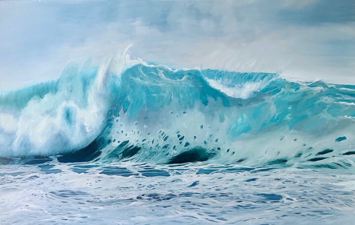 Peinture intitulée "La vague et le vent" par Rony Raphael, Œuvre d'art originale, Huile