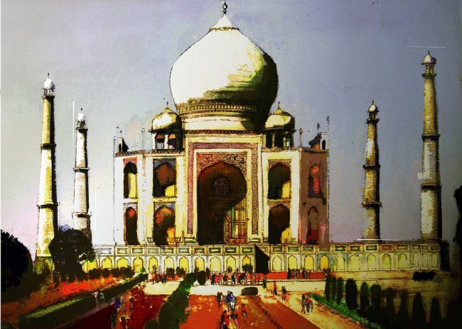 Painting titled "TAJ MAHAL" by Ian H. Parry, Original Artwork