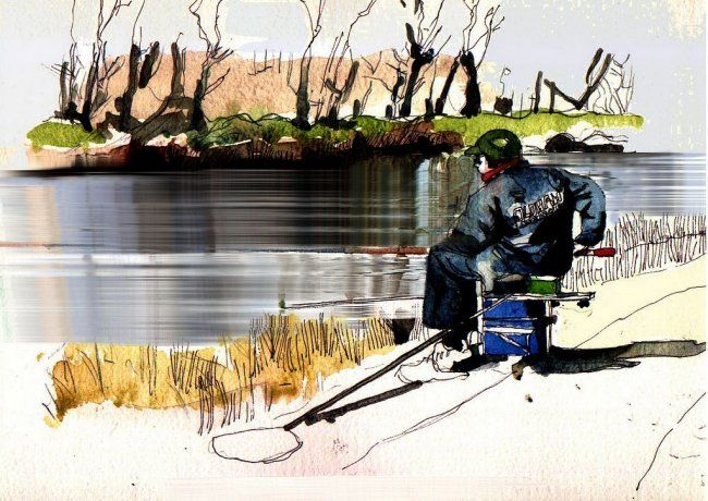Painting titled "GONE FISHIN'" by Ian H. Parry, Original Artwork