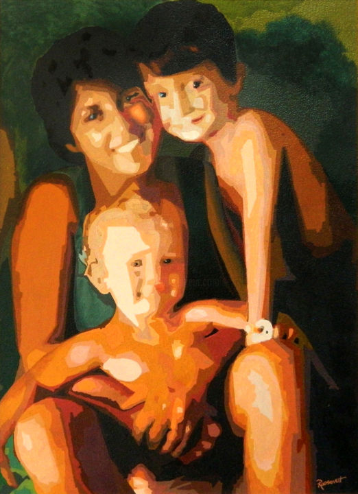 Painting titled "Minha Família" by Roosevelt Modesto, Original Artwork