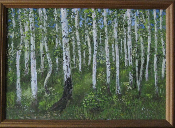 Картина под названием "Dansing trees" - Olga Reshetnikova, Подлинное произведение искусства, Масло