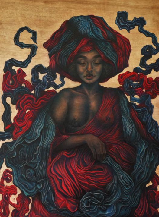 Drawing titled "Goddess of the West…" by Roque, Original Art, Pencil