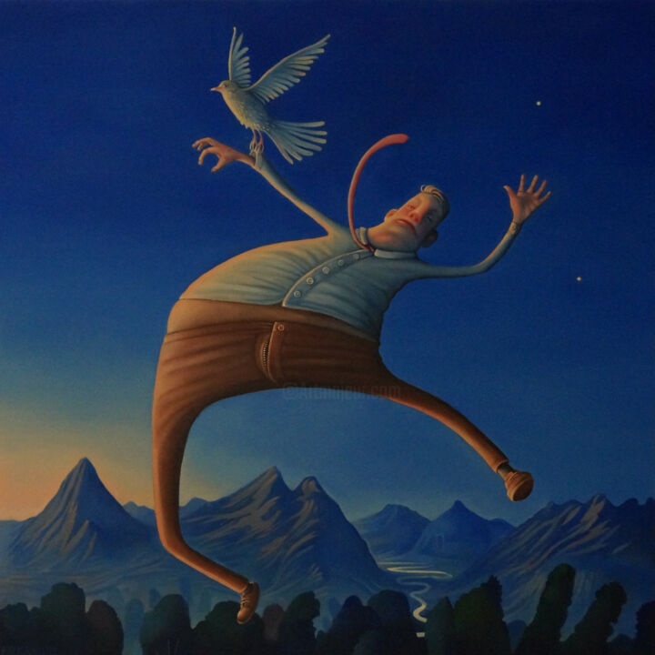 Картина под названием "A baffled world" - Rory Mitchell, Подлинное произведение искусства, Масло Установлен на Деревянная ра…