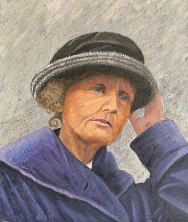 Painting titled "Marie Curie, Mujere…" by Rosa M Fernández, Original Artwork, Oil Mounted on Wood Stretcher frame