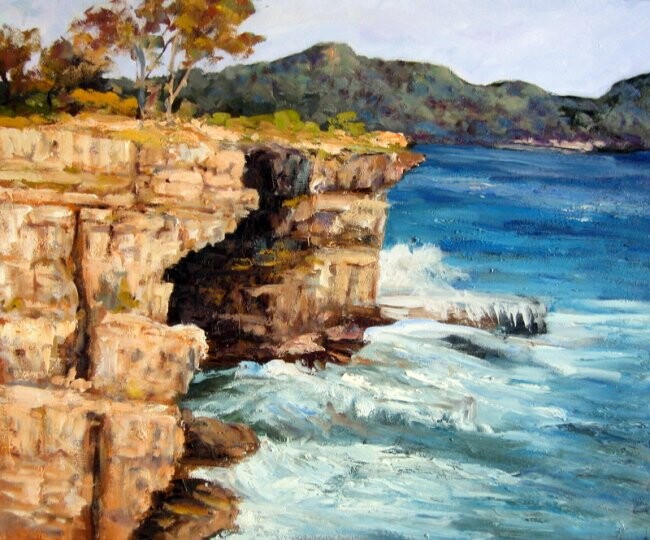 Painting titled "Las grandes rocas" by Rosa Maria Castaño, Original Artwork