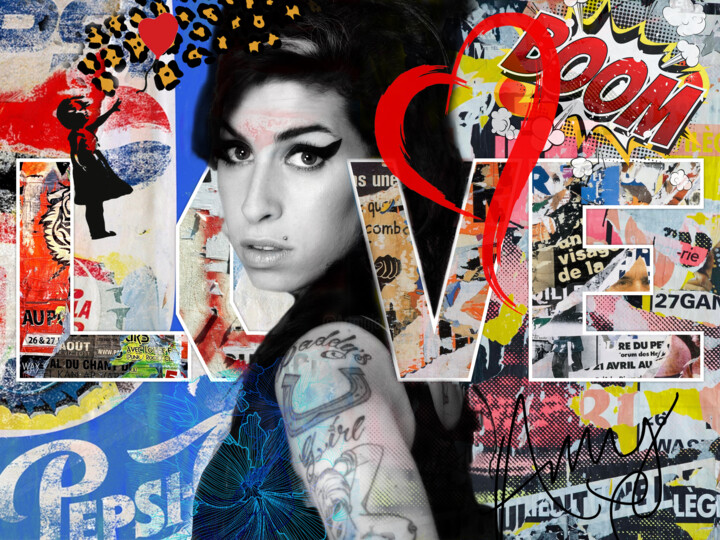 Digitale Kunst getiteld ""Rebel Soul: A Trib…" door Rosa Piazza, Origineel Kunstwerk, Digitale collage