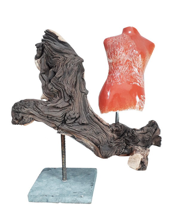 Скульптура под названием "La chevauchée arden…" - Rosa-Terra By Rosanna, Подлинное произведение искусства, Керамика