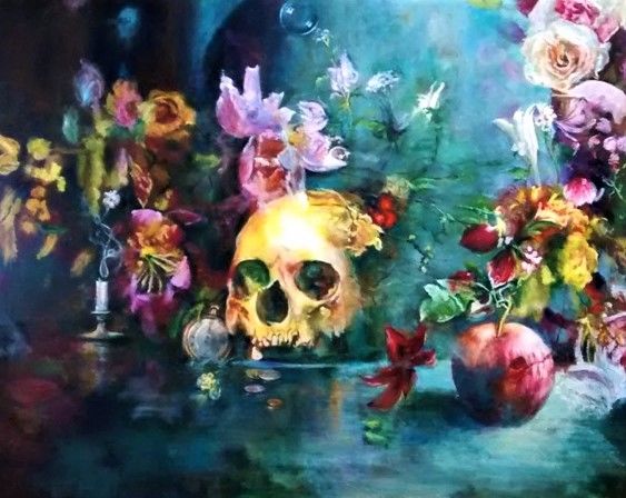 Schilderij getiteld ""MEMENTO MORI"" door Rosa Torralba, Origineel Kunstwerk, Olie