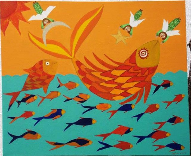 Pintura intitulada "Peixe Rei" por Sylvia Orsi, Obras de arte originais