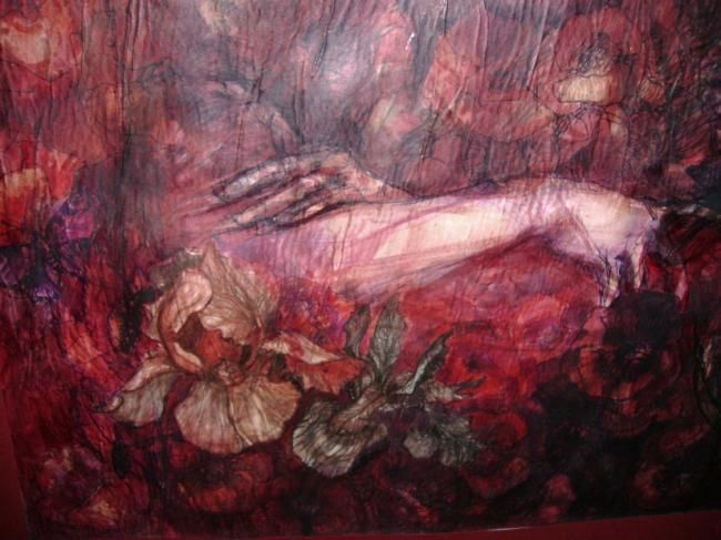 Pittura intitolato "nettle and flowers" da Lenke Simon, Opera d'arte originale