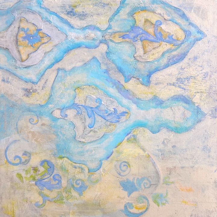Pintura intitulada "O Azulejar" por Rosa Hollmann, Obras de arte originais, Acrílico