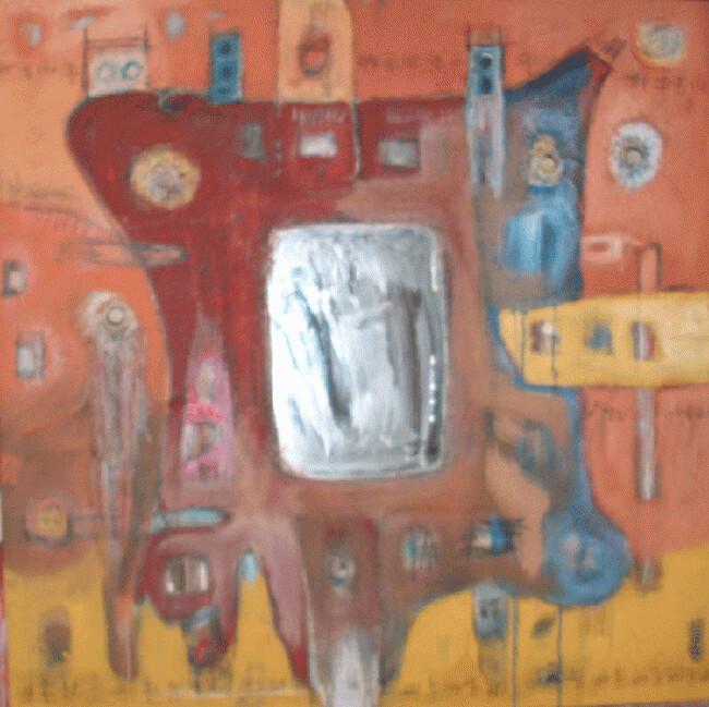 Painting titled "le miroir du temps" by Rosaire Degbokin, Original Artwork, Oil