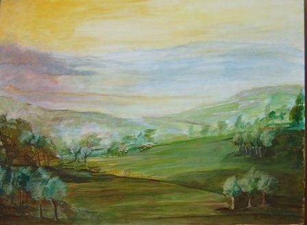 Dessin intitulée "paesaggio toscano" par Altini, Œuvre d'art originale,