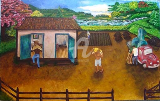 Pintura titulada "Café do Brasil - ce…" por Rosaly Gripp Gobbo (Rosaly Gripp), Obra de arte original, Acrílico