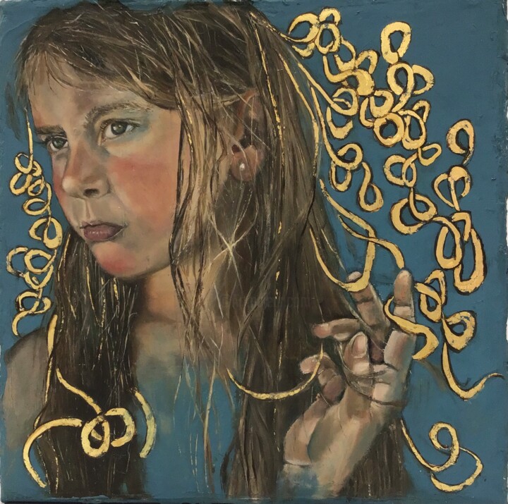 Peinture intitulée "De tes cheuveux je…" par Rosa Mujal Closa, Œuvre d'art originale, Huile
