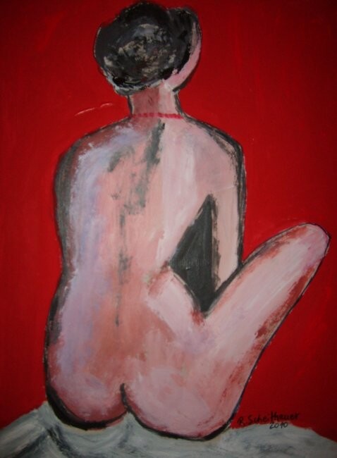 Painting titled "Nude woman sitting" by Rosangela Scheithauer, Original Artwork