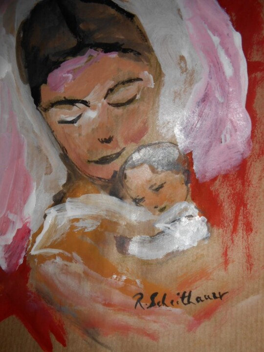 Peinture intitulée "Mother and Child" par Rosangela Scheithauer, Œuvre d'art originale
