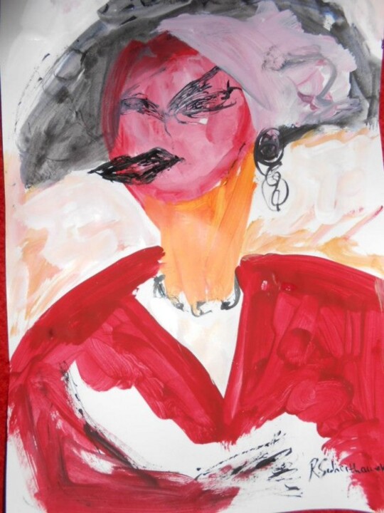 Schilderij getiteld "Lady in red" door Rosangela Scheithauer, Origineel Kunstwerk