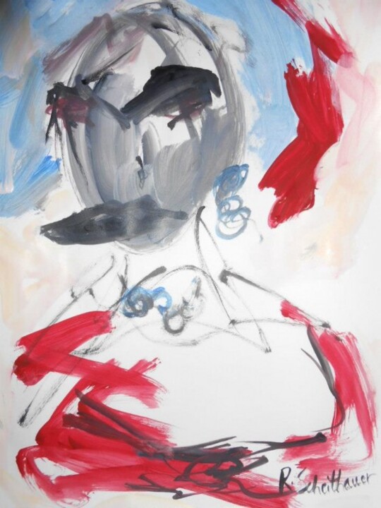 Painting titled "Lady with necklace…" by Rosangela Scheithauer, Original Artwork
