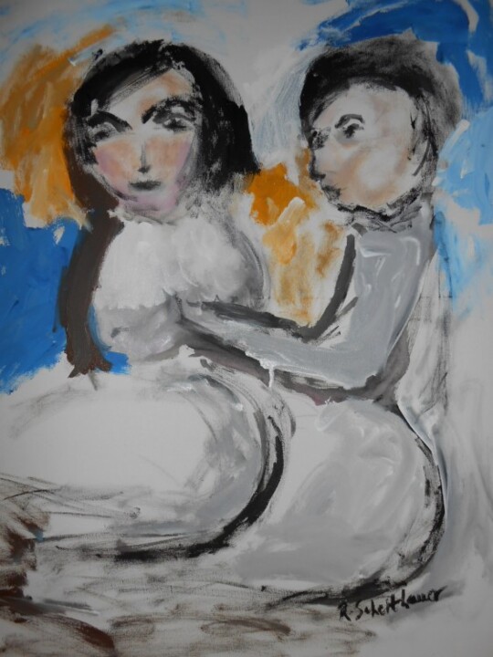 Painting titled "Lovers  II" by Rosangela Scheithauer, Original Artwork
