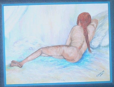 Painting titled "Femme nue" by Claeys, Original Artwork