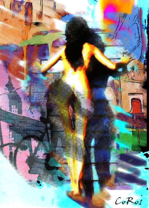 Arte digitale intitolato "Donne a colori" da Coros, Opera d'arte originale, Pittura digitale