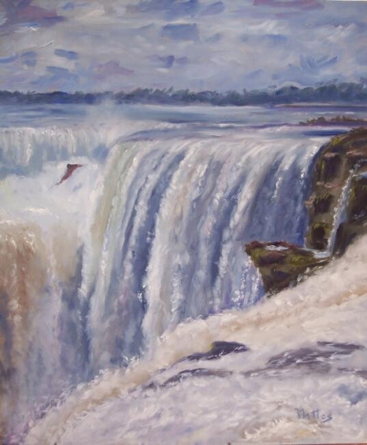 Painting titled "Cataratas del Iguaz…" by Rosario De Mattos, Original Artwork, Oil