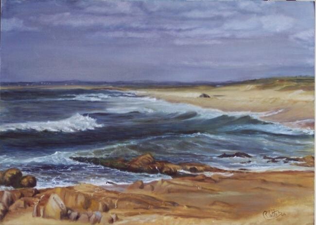 Painting titled "Playa del barco 3…" by Rosario De Mattos, Original Artwork, Oil