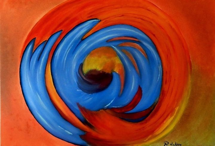 Painting titled "Nel-vortice" by Rosario Aufiero, Original Artwork, Oil