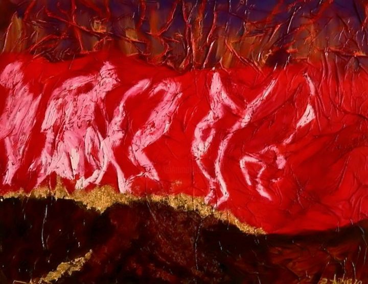 Painting titled "âmes-égarés" by Rosario Aufiero, Original Artwork, Oil