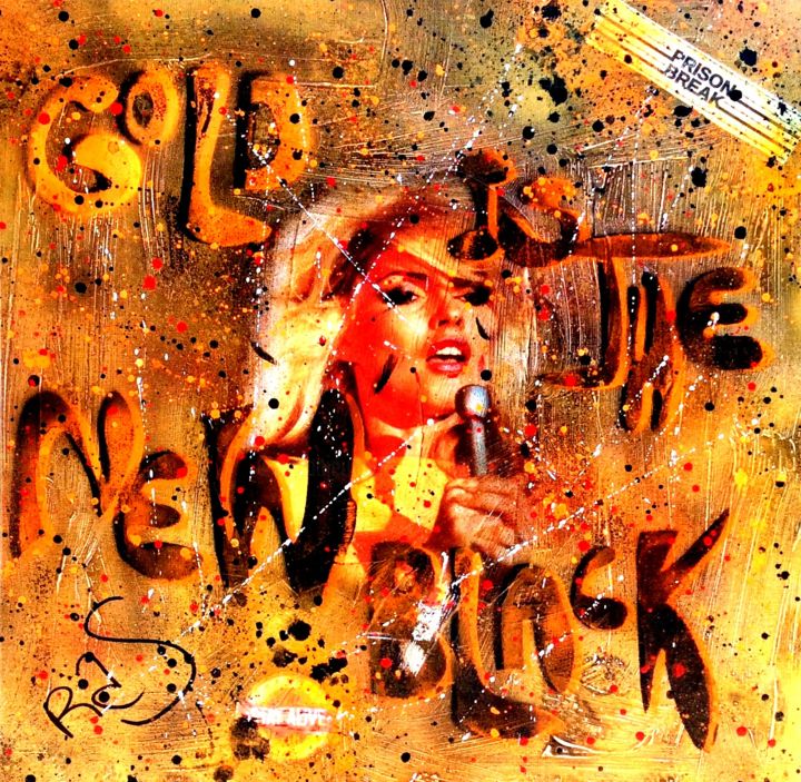 Painting titled "GOLD IS THE NEW BLA…" by Rose-Agathe Steiner, Original Artwork, Acrylic