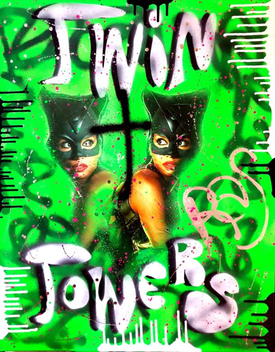 Peinture intitulée "TWIN TOWERS" par Rose-Agathe Steiner, Œuvre d'art originale, Acrylique