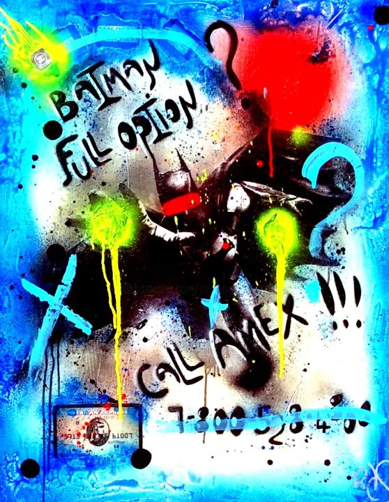 Malerei mit dem Titel "Batman Full Option" von Rose-Agathe Steiner, Original-Kunstwerk, Acryl