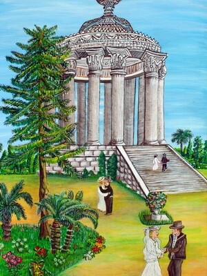 Peinture intitulée "temple de diane( de…" par Rose Calvino, Œuvre d'art originale
