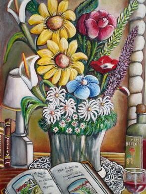 Peinture intitulée "Bouquet Niçois" par Rose Calvino, Œuvre d'art originale