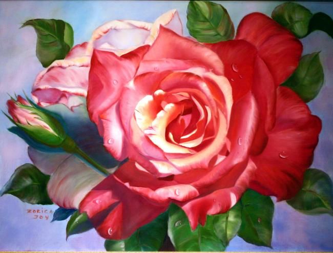 Pintura titulada "Peaceful Rose" por Rose Lady, Obra de arte original, Oleo