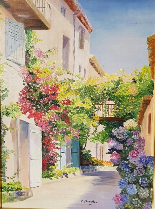 Painting titled "Un matin en Provence" by Rose Passalboni Giudicelli, Original Artwork, Oil