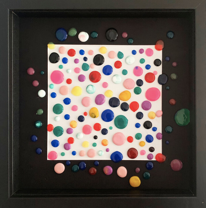 Peinture intitulée "Fun Dots" par Rose, Œuvre d'art originale, Acrylique Monté sur Panneau de bois