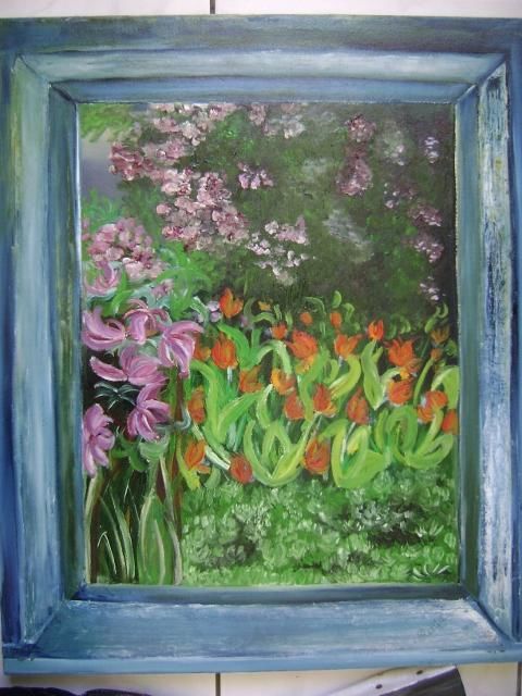 Painting titled "COTE JARDIN" by Roseale, Original Artwork, Oil