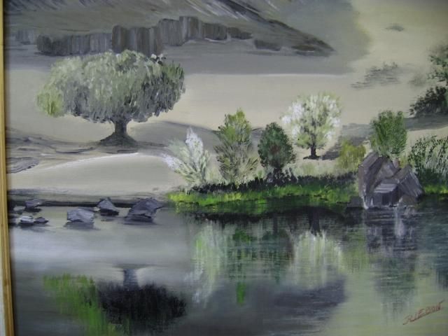 Painting titled "OASIS" by Roseale, Original Artwork, Oil