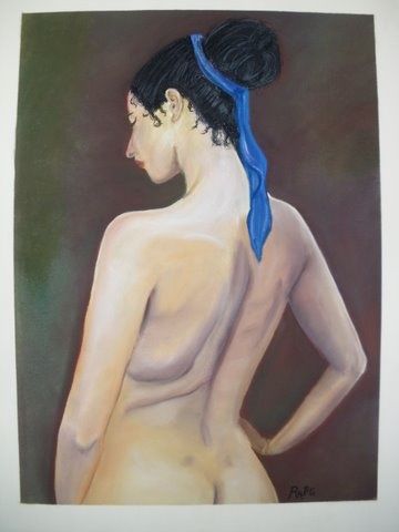 Painting titled "Femme au dos nu" by Rosemarie Et  Bernard Resin - Golay, Original Artwork, Oil